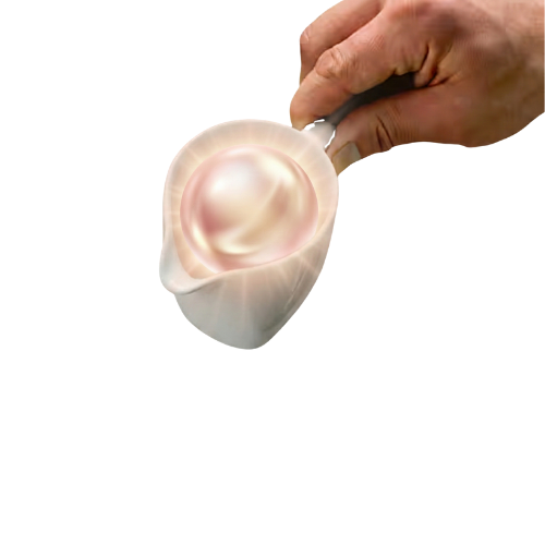 Hand holding powder.